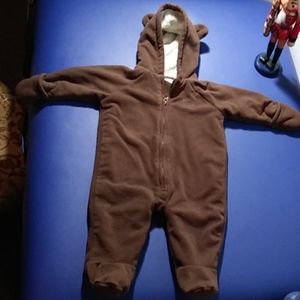 Old Navy 3-6 months snuggie brown bear onesie suit